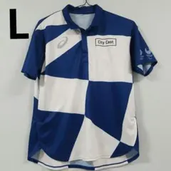 東京　五輪 アシックス オリンピック ポロシャツ 青 白 L