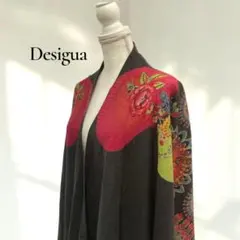 ◆★Desigual デシグアル ロングカーディガン 総柄　花柄 L D373のサムネイル