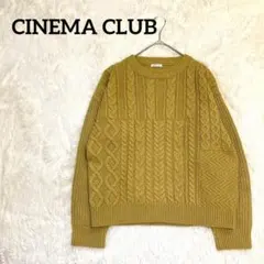 美品◆シネマクラブ◆洗える　切替 ウール混紡ケーブル編みニット【M】マスタード