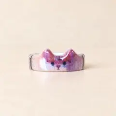 고양이 반지 세라믹 반지 호랑이 고양이 바람 보라색 시마 패턴 고양이 얼굴 고양이 모티브