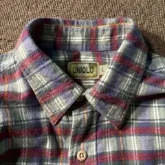 80s 90s OLD UNIQLO チェック ネルシャツ 長袖 L