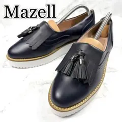 新品級 Mazell タッセルローファー 厚底 24.5 ネイビー 革靴のサムネイル