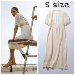 ZARA　コントラストニットワンピース　Sサイズ　エクリュ