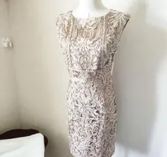 グレースコンチネンタル　コード刺繍　ワンピース　ピンクベージュ　36 S