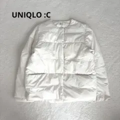 유니클로시 레이디스 라이트 다운 재킷 씻을 수 있는 노 칼라 화이트