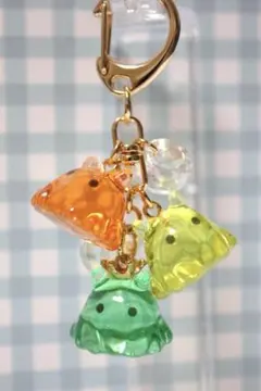 めんだこ/メンダコ/三連キーホルダー【ビタミンカラー・ノーマルゴールド金具】