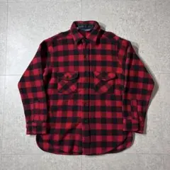 80s USA製 WOOLRICH CPOバッファローチェックシャツウール赤