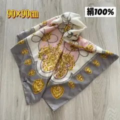 ポロクラブ　絹100% スカーフ 90x90 バンダナ　ビスチェ　巻きスカート