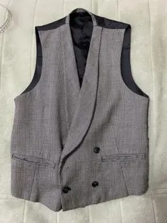 メンズジレmen'scollectionダブルベスト　ウール100L細身 L M