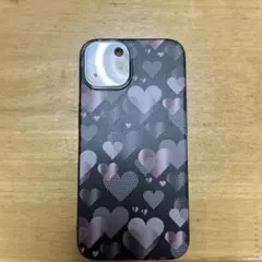 iPhone用ケース ハート柄 ブラック