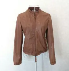 ラムレザー UNITED ARROWS シングルライダースジャケット ブラウン