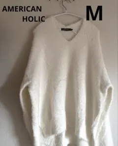 AMERICAN HOLIC アイボリー Vネックシャギーニット M