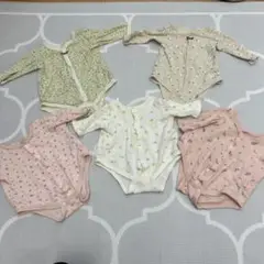 花柄ロンパースセット 5点セット　綿100% 60cm 70cm