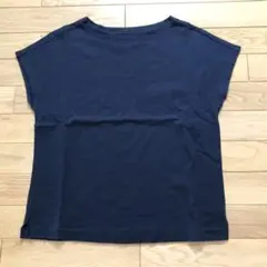 ★未使用！無印良品　フレンチスリーブTシャツ　ボートネック　ネイビー　　M
