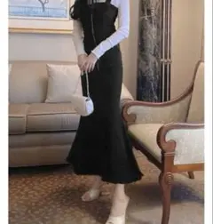 グレイルフリンジマーメイドジャンパースカート 黒 GRL gm534 Sブラック