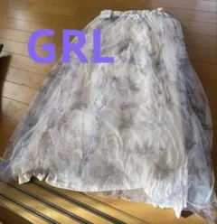 タグ付き☆。.:＊・゜GRL フラワー柄 チュールスカート ロング丈 L 新品