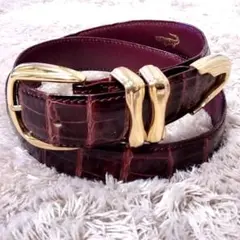 Beverly イタリア製ベルト　ゴールドバックル　クロコ