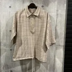 revertical チェック柄ハーフジップ半袖シャツ Lサイズ