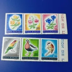 8000 外国切手 ルーマニア 1973年 花と鳥 6枚セット