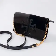 美品 トリーバーチ ブラック レザー スエード チェーン ショルダーバッグ　①