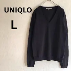 UNIQLO L エクストラファイン メリノウール　Vネック ニット ブラウン