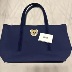 FEILER フェイラー　オールドテディ　ワッペントートバッグ　ネイビー 大