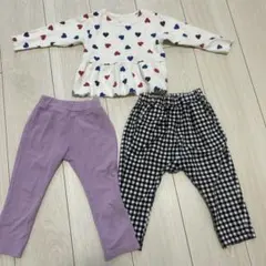 ハート柄　トップス チェック パンツ サルエルパンツ 90 まとめ売り