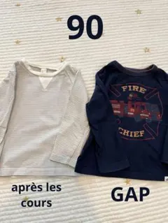 ギャップ 長袖Tシャツ 90cm GAP 消防車、ボーダー