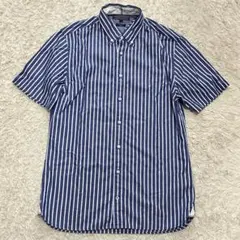 TOMMY HILFIGER 半袖　シャツ　ストライプ　M ブルー　カジュアルのサムネイル
