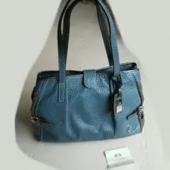【ペレボルサ ほぼ未使用】青いレザーのハンドバッグ