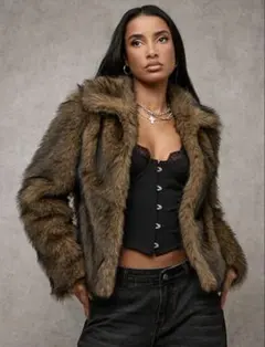 SHEIN ブラウンファーコート