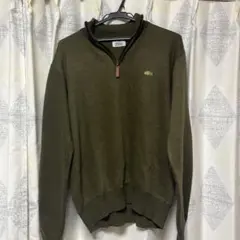 LACOSTE オリーブグリーン ジップアップセーター