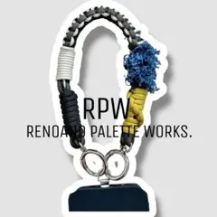 【0117】パラコード ハンドストラップ スマホ デニム マスタード