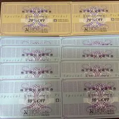 ゼビオ 株主優待20% OFF2枚 10% OFF8枚