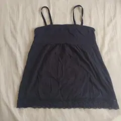 UNIQLO　ユニクロ　M キャミソール　切替　ネイビー　レース