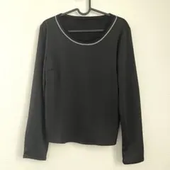 コシノヒロコ HIROKO BIS ブラック シルバーライン タック 上品のサムネイル