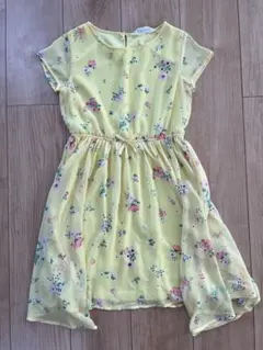 花柄イエローシフォンワンピース