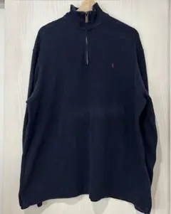 ラルフローレン 刺繍 ポニー ハーフジップ 旧タグ　ワンポイント 古着 XL