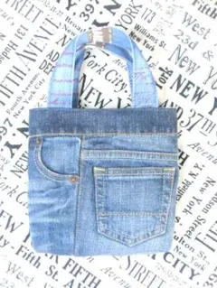 デニムリメイクトートバッグ​​​​​​​　№　1696