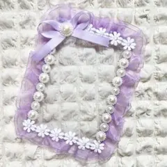 【C-3②パープル】硬質ケースデコ b7サイズ リボン 花