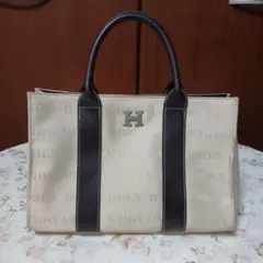 HARDY AMIES ロゴ入りトートバッグ ベージュとブラウン 小型