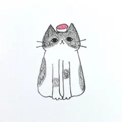 【1214】【ハチワレ猫の絵】オリジナル手描きアナログイラスト原画自作創作アート