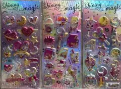 シャカシャカシール3枚セット 立体シール　ホログラムシール　ぷっくりシール