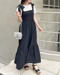 INGNI 肩リボンシャーリングティアードワンピース