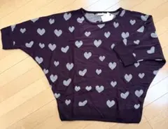 OLIVE des OLIVE ニッセン　ウール混ハート柄ドルマンニット