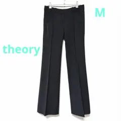 ★美品★theory春夏スラックスレディースビジネスパンツ Mブラックストライプ