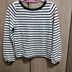 H&M150 ストライプ 長袖カットソー クロスバック
