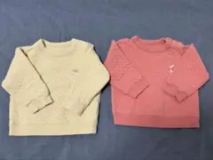 【2枚セット】ユニクロキッズ トレーナー 90cm クリーム色 ピンク