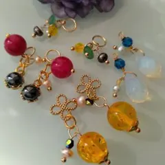 天然石とチェコビーズのチャームセット ハンドメイドアクセサリーパーツ