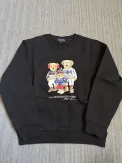 ポロラルフローレン　ファミリーベアプリント　裏起毛　黒トレーナー　150